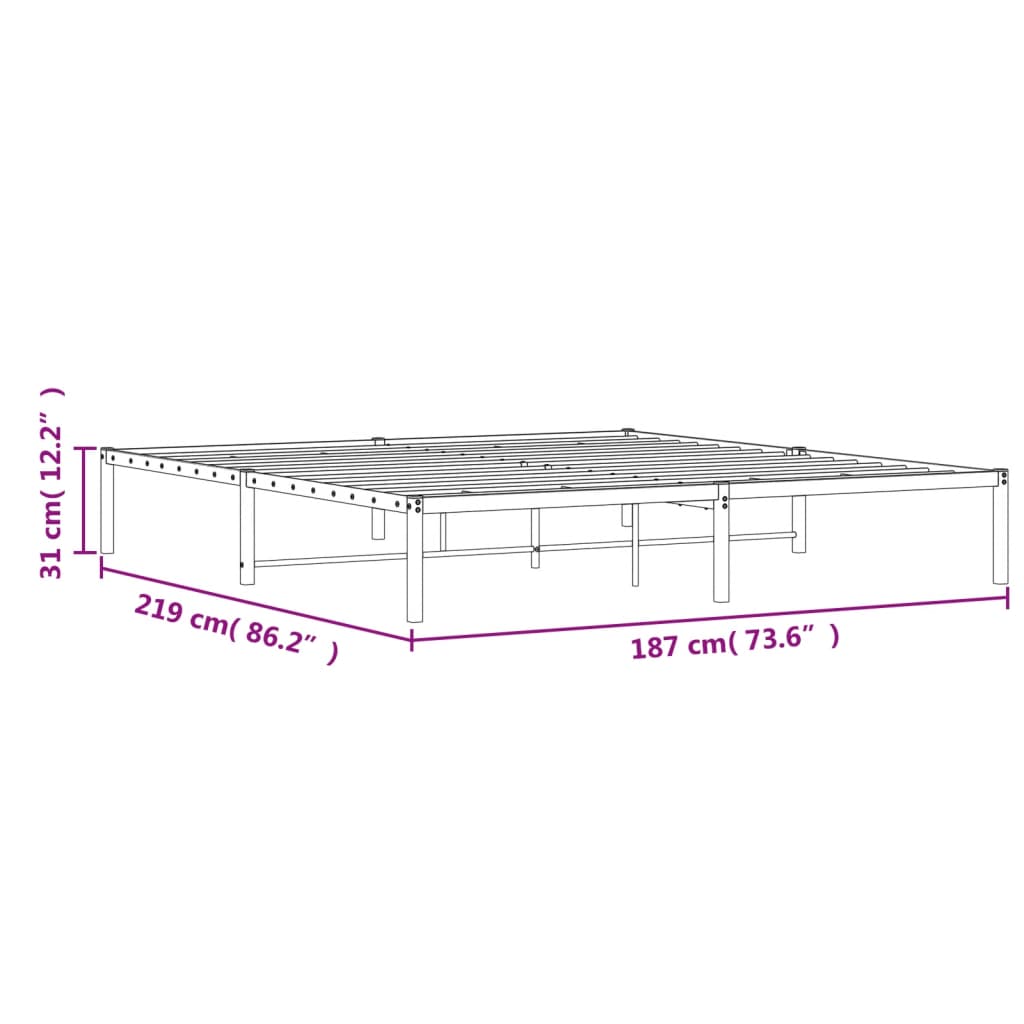 Bed frame metal white 183x213 cm