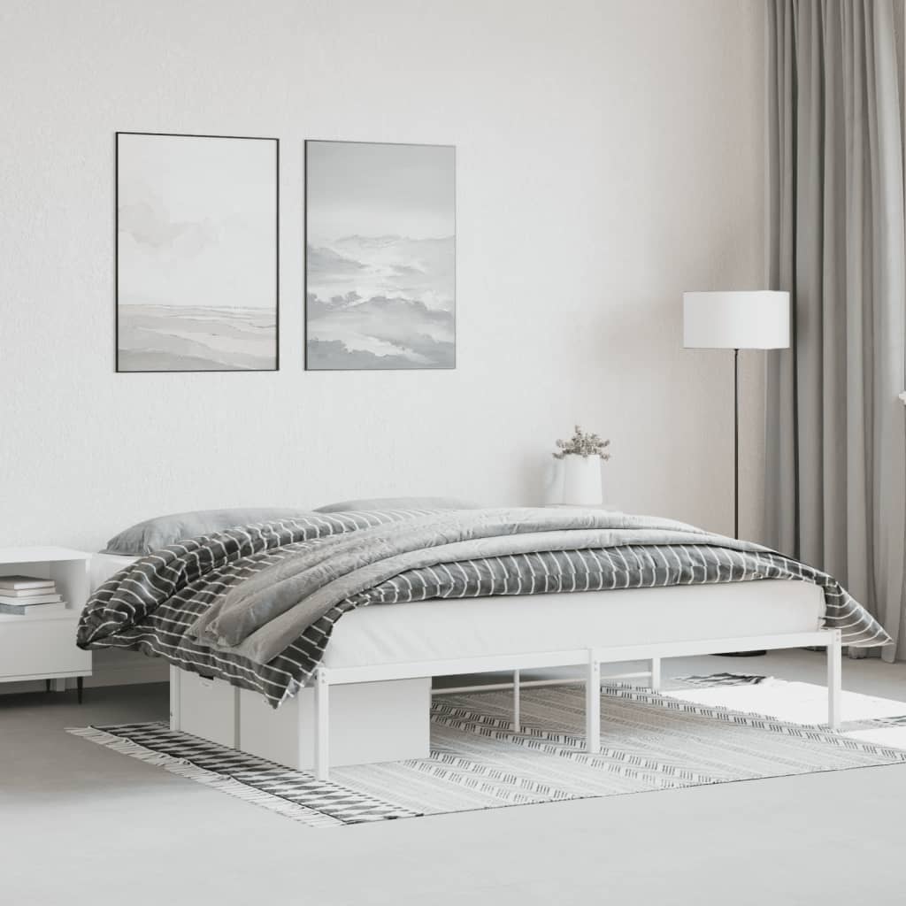 Bed frame metal white 183x213 cm