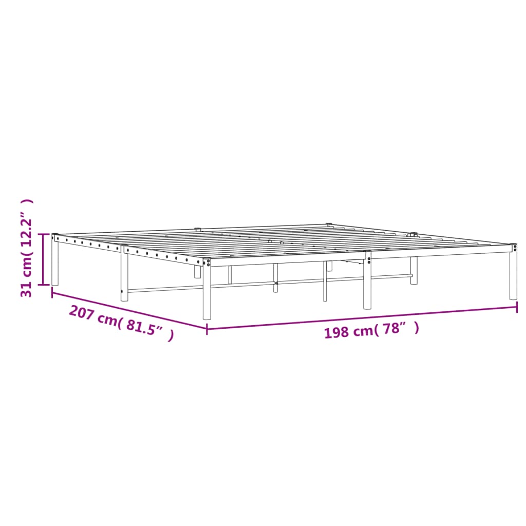 Bed frame metal white 193x203 cm