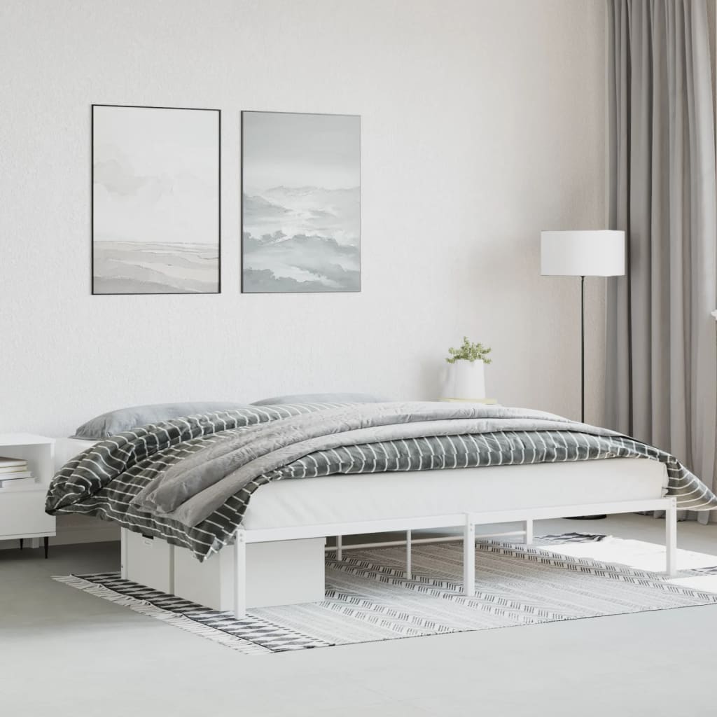 Bed frame metal white 193x203 cm