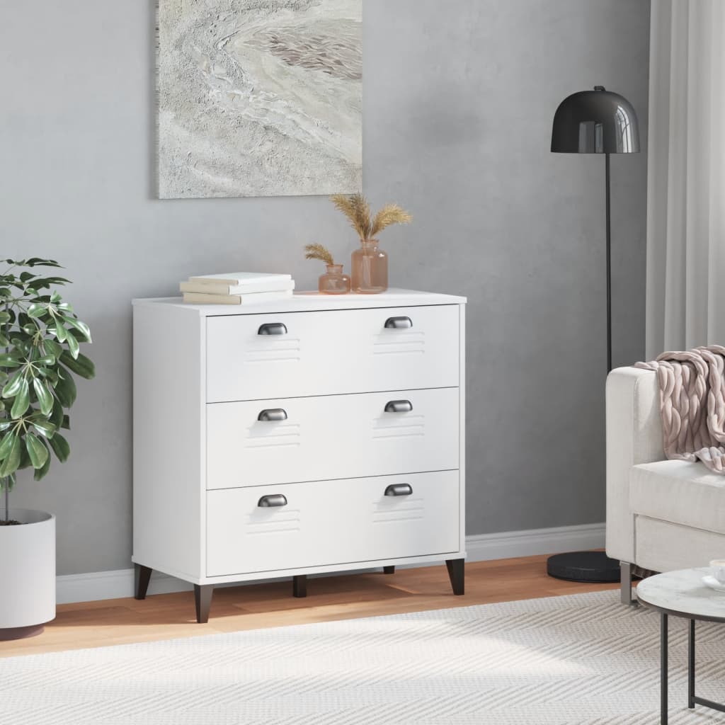 VIKEN Chest of Drawers White Wood Material