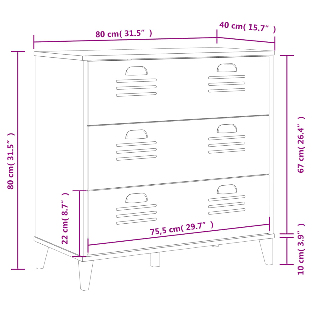 VIKEN Chest of Drawers White Wood Material