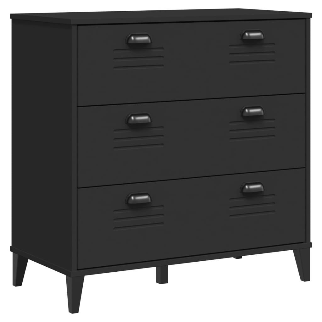 VIKEN Chest of Drawers Black Wood Material