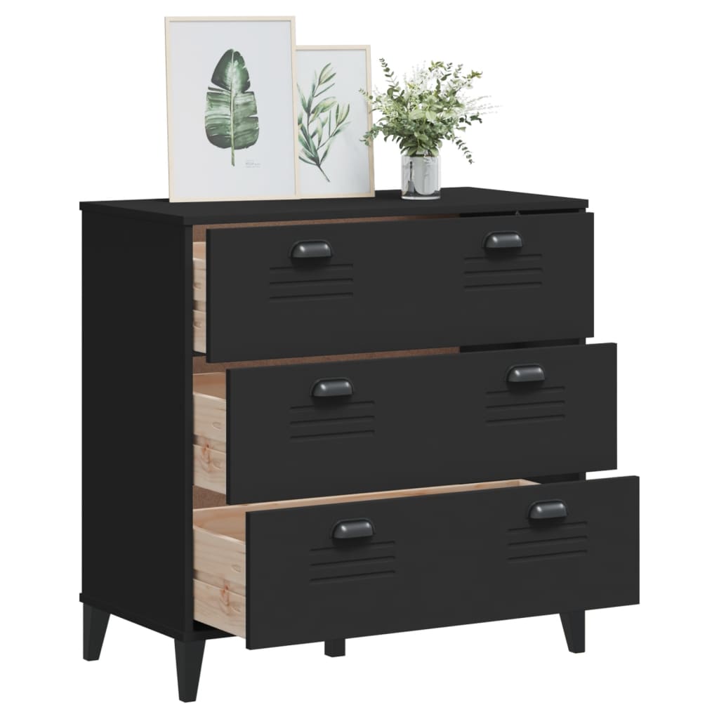 VIKEN Chest of Drawers Black Wood Material