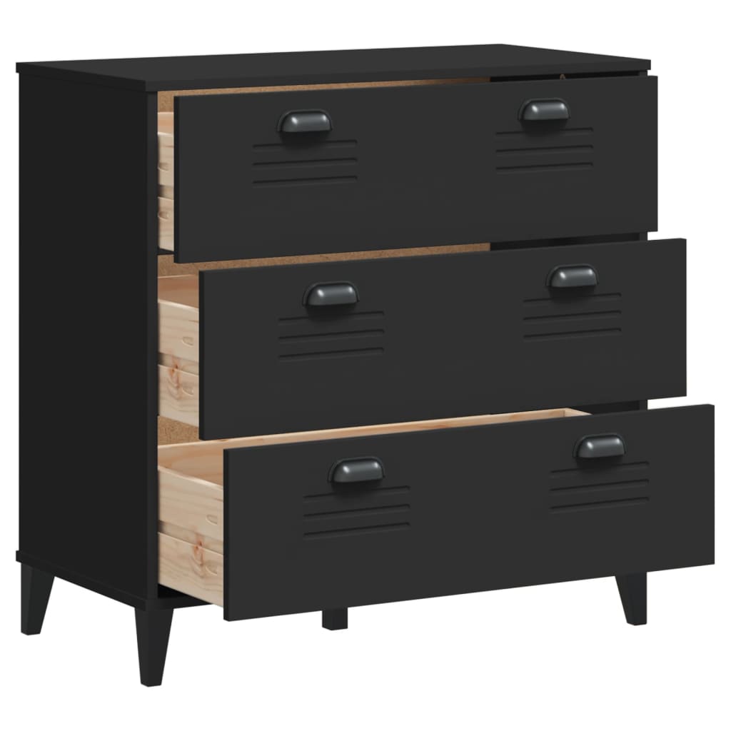 VIKEN Chest of Drawers Black Wood Material