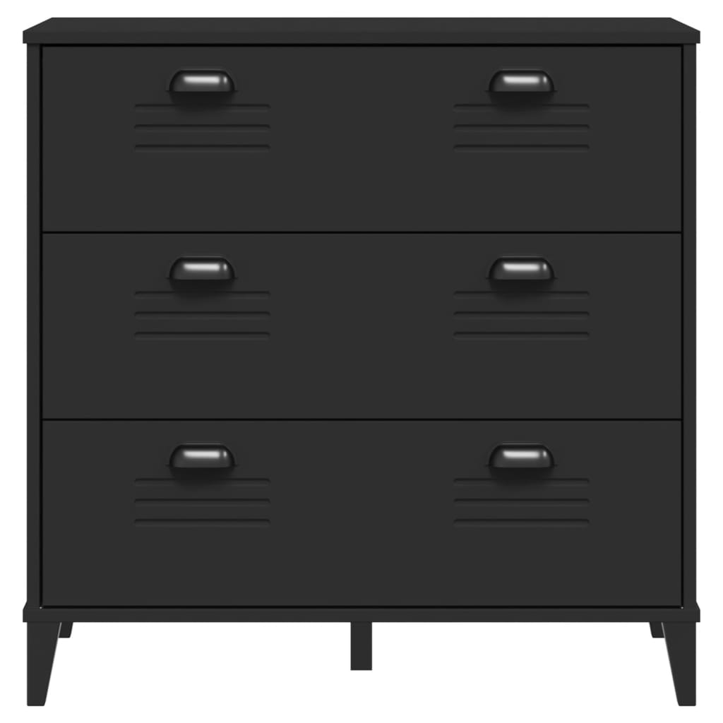 VIKEN Chest of Drawers Black Wood Material