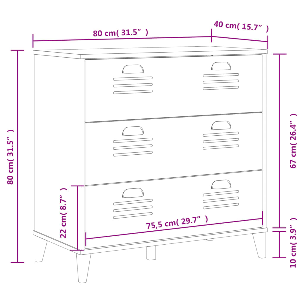 VIKEN Chest of Drawers Black Wood Material