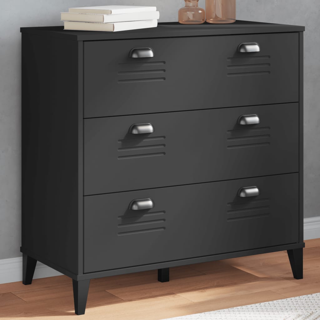 VIKEN Chest of Drawers Black Wood Material