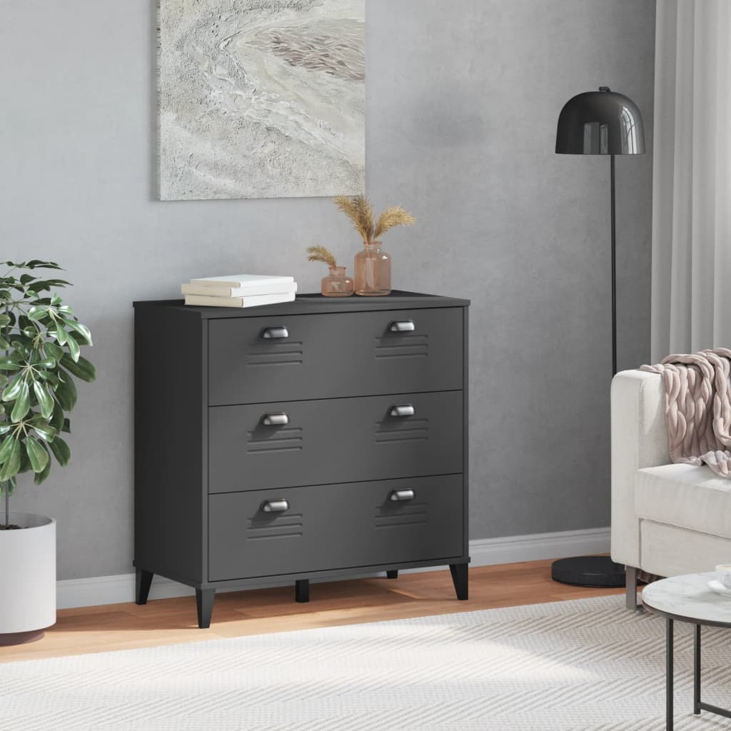 Chest of drawers VIKEN anthracite wood material