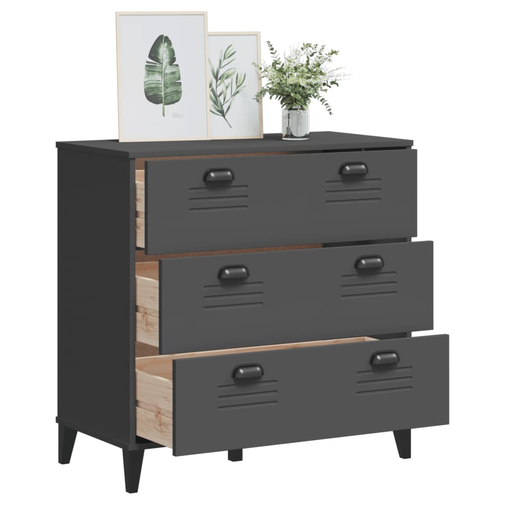 Chest of drawers VIKEN anthracite wood material