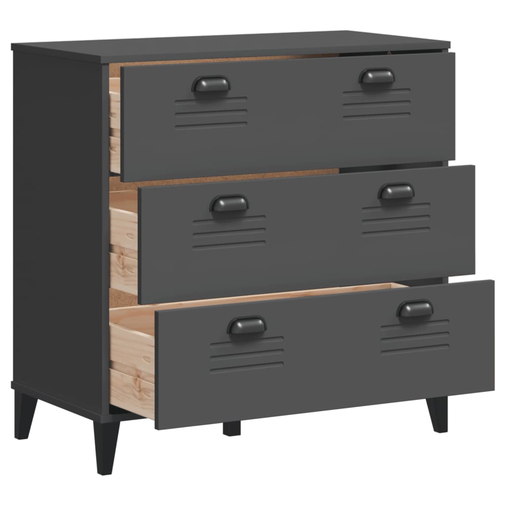 Chest of drawers VIKEN anthracite wood material