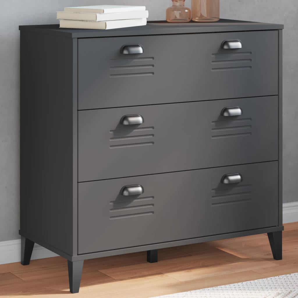 Chest of drawers VIKEN anthracite wood material