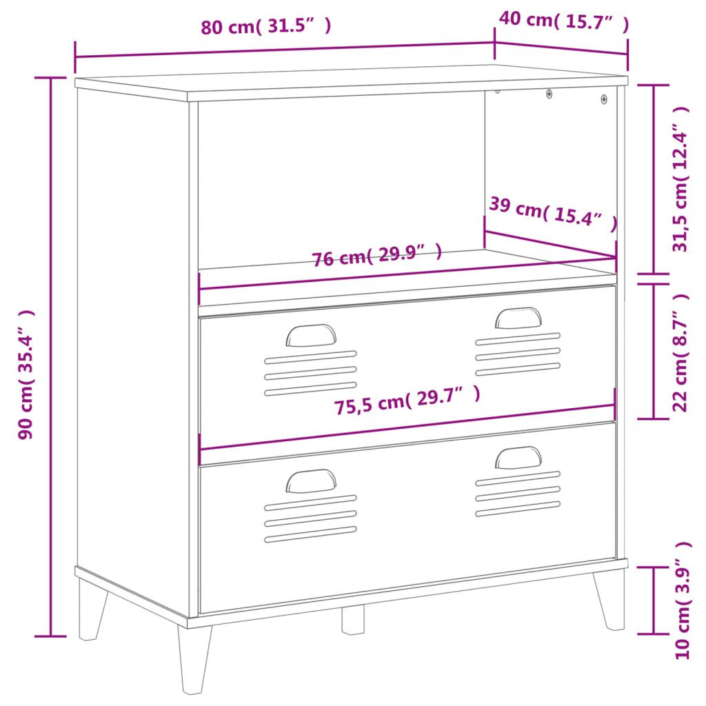 Bookcase VIKEN White 80x40x90 cm Wood Material