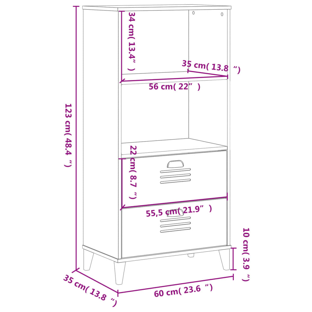 Bücherschrank VIKEN Anthrazit 60x35x123 cm Holzwerkstoff