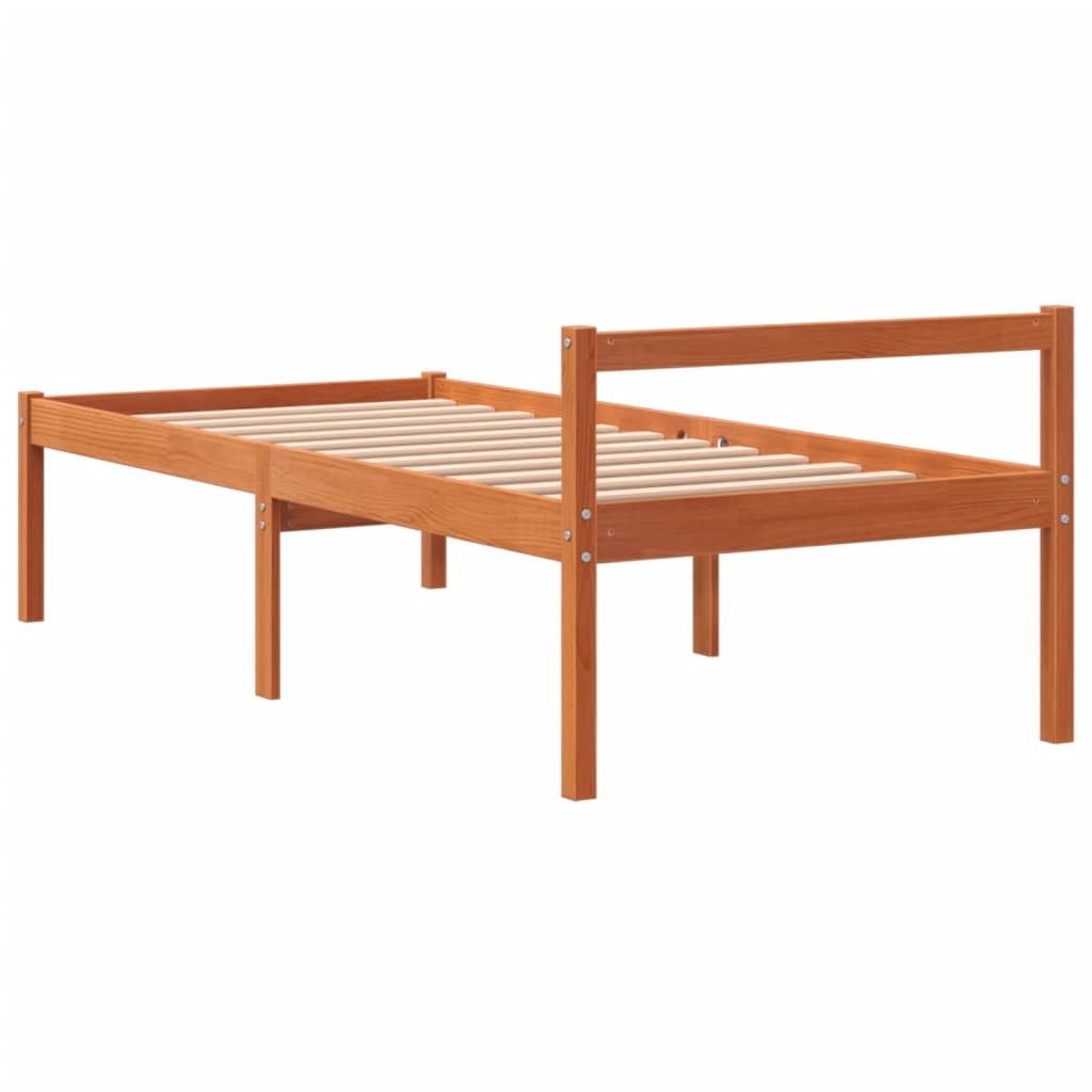 Seniorenbett Wachsbraun 75x190 cm Massivholz Kiefer