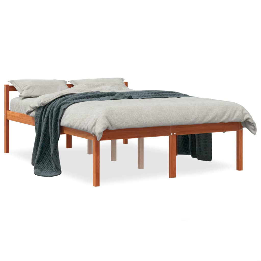 Seniorenbett Wachsbraun 120x200 cm Massivholz Kiefer