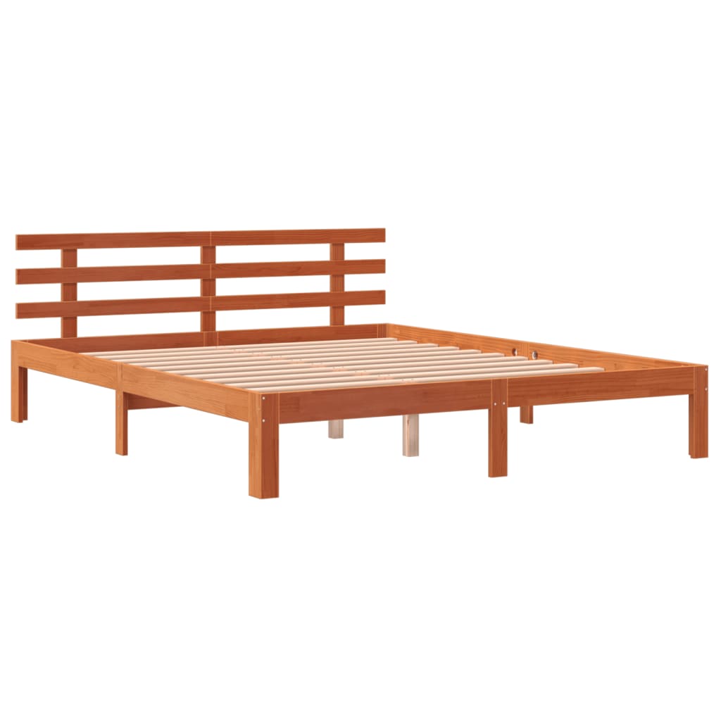 Solid wood bed without mattress wax brown 180x200 pinewood