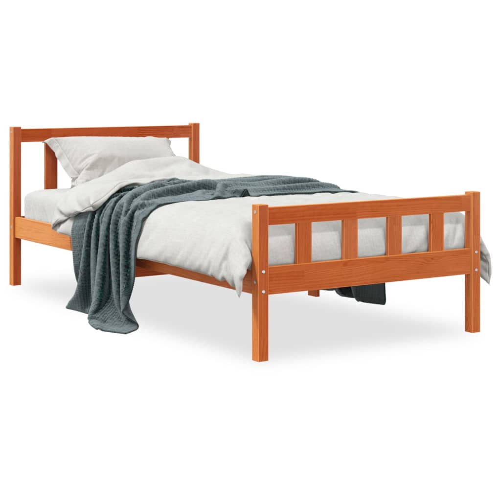 Solid wood bed without mattress wax brown 90x190 cm pinewood