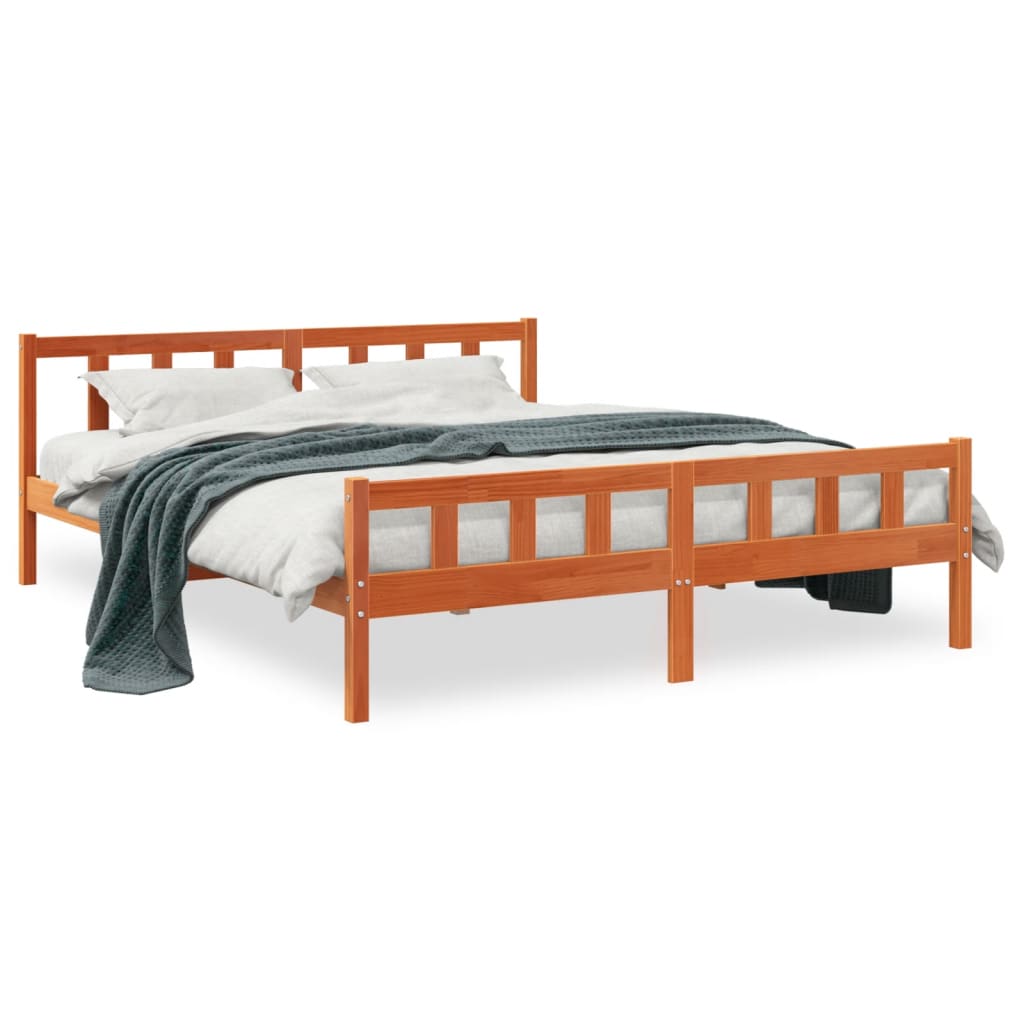 Solid wood bed without mattress wax brown 160x200 pinewood