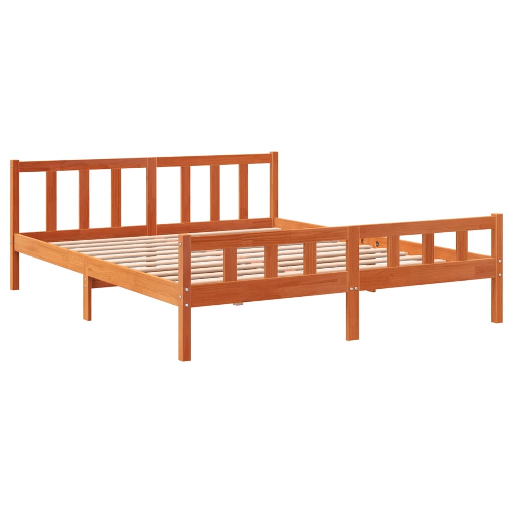 Solid wood bed without mattress wax brown 160x200 pinewood