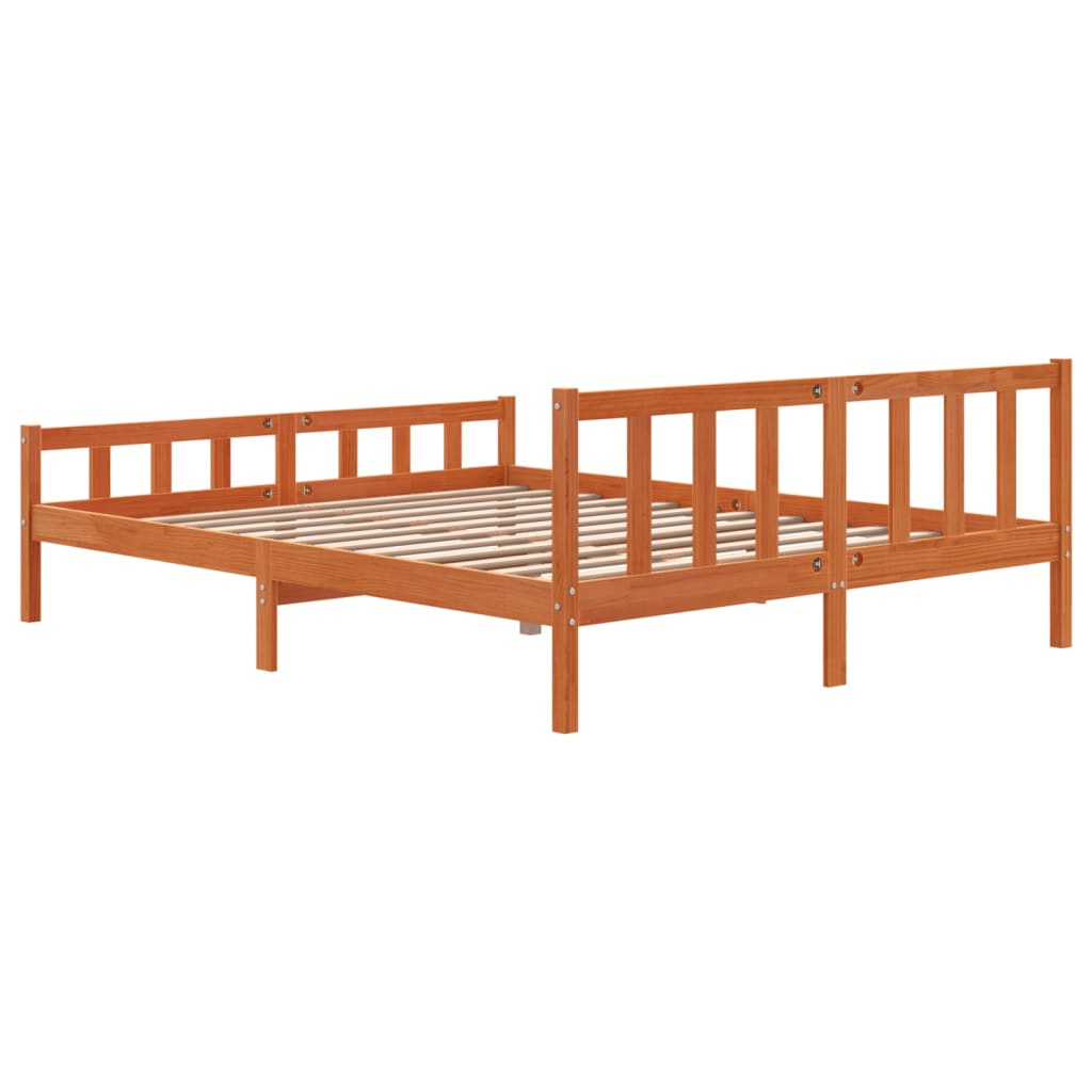 Solid wood bed without mattress wax brown 160x200 pinewood