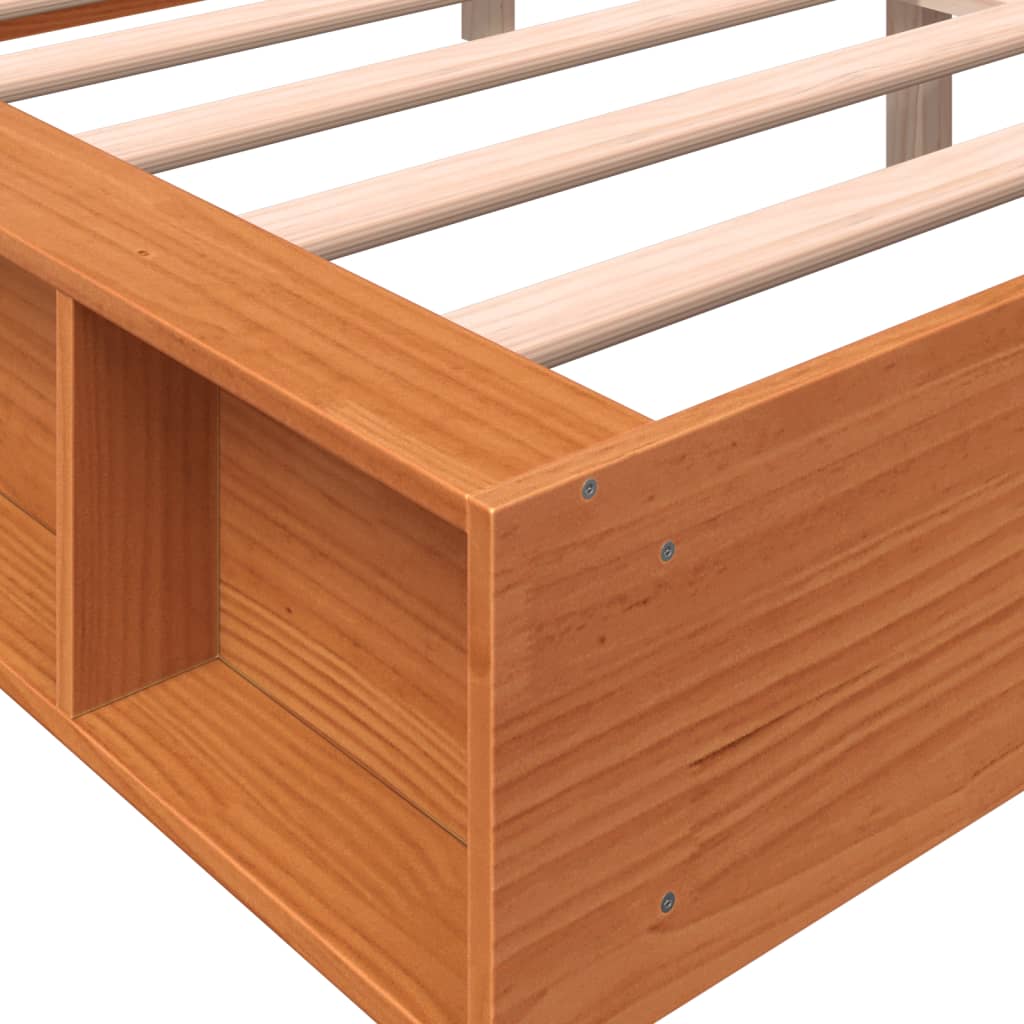 Solid wood bed without mattress wax brown 150x200 cm pinewood