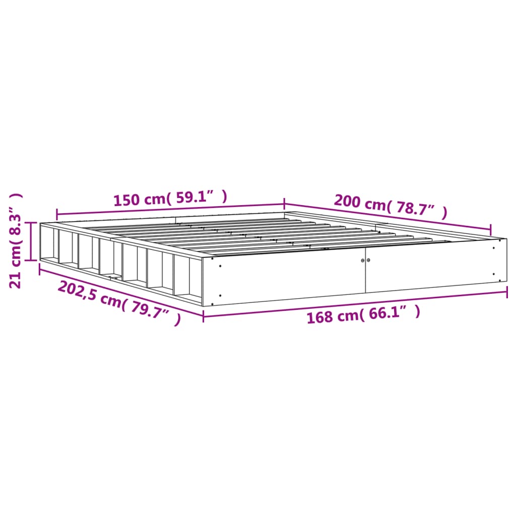 Solid wood bed without mattress wax brown 150x200 cm pinewood