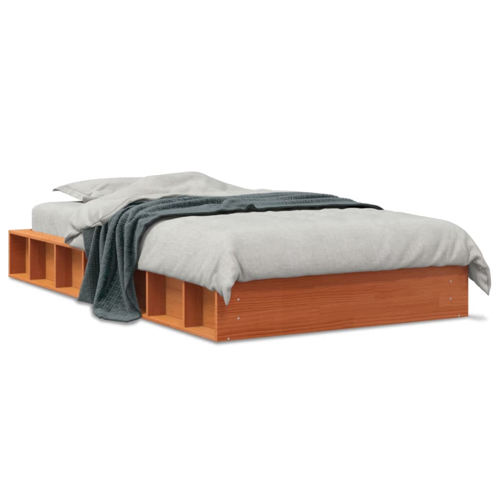 Solid wood bed without mattress wax brown 75x190 cm pinewood