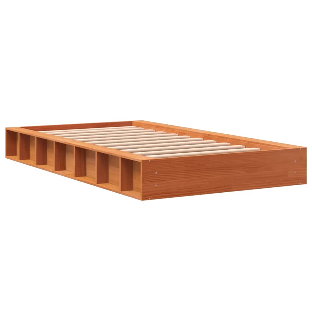 Solid wood bed without mattress wax brown 75x190 cm pinewood