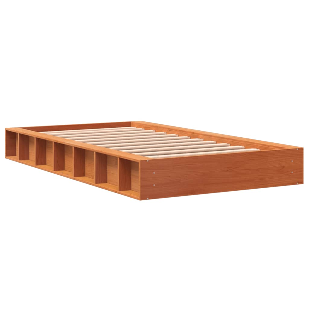 Solid wood bed without mattress wax brown 75x190 cm pinewood