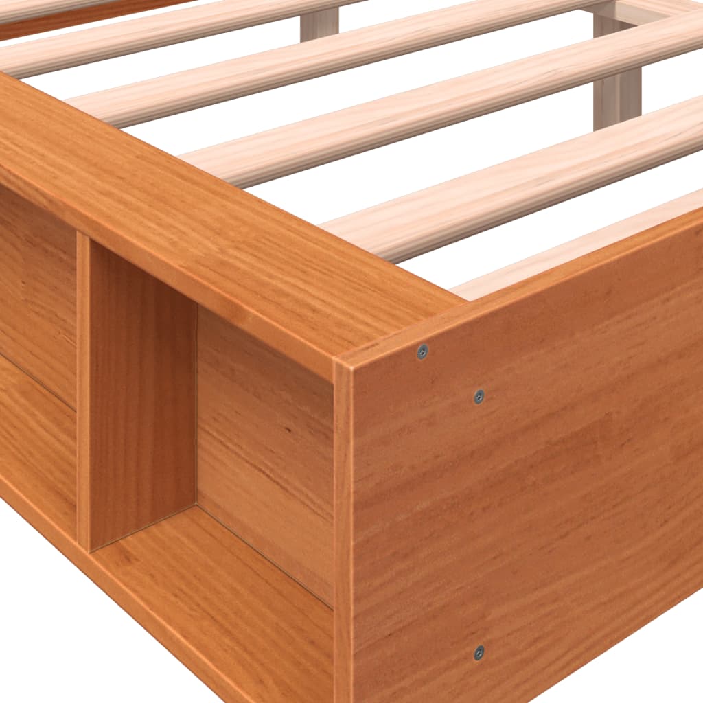 Solid wood bed without mattress wax brown 135x190 cm pinewood