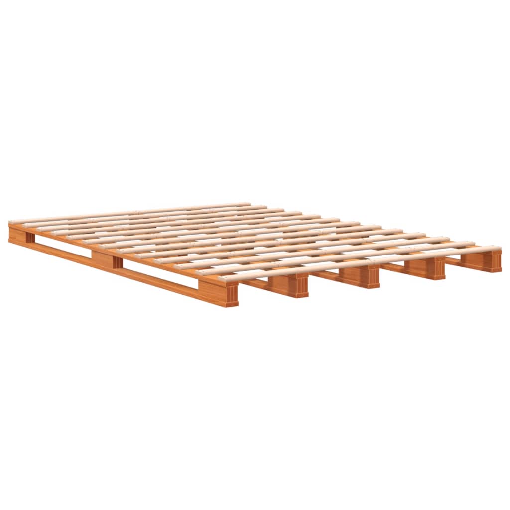 Pallet bed wax brown 140x200 cm solid pine wood