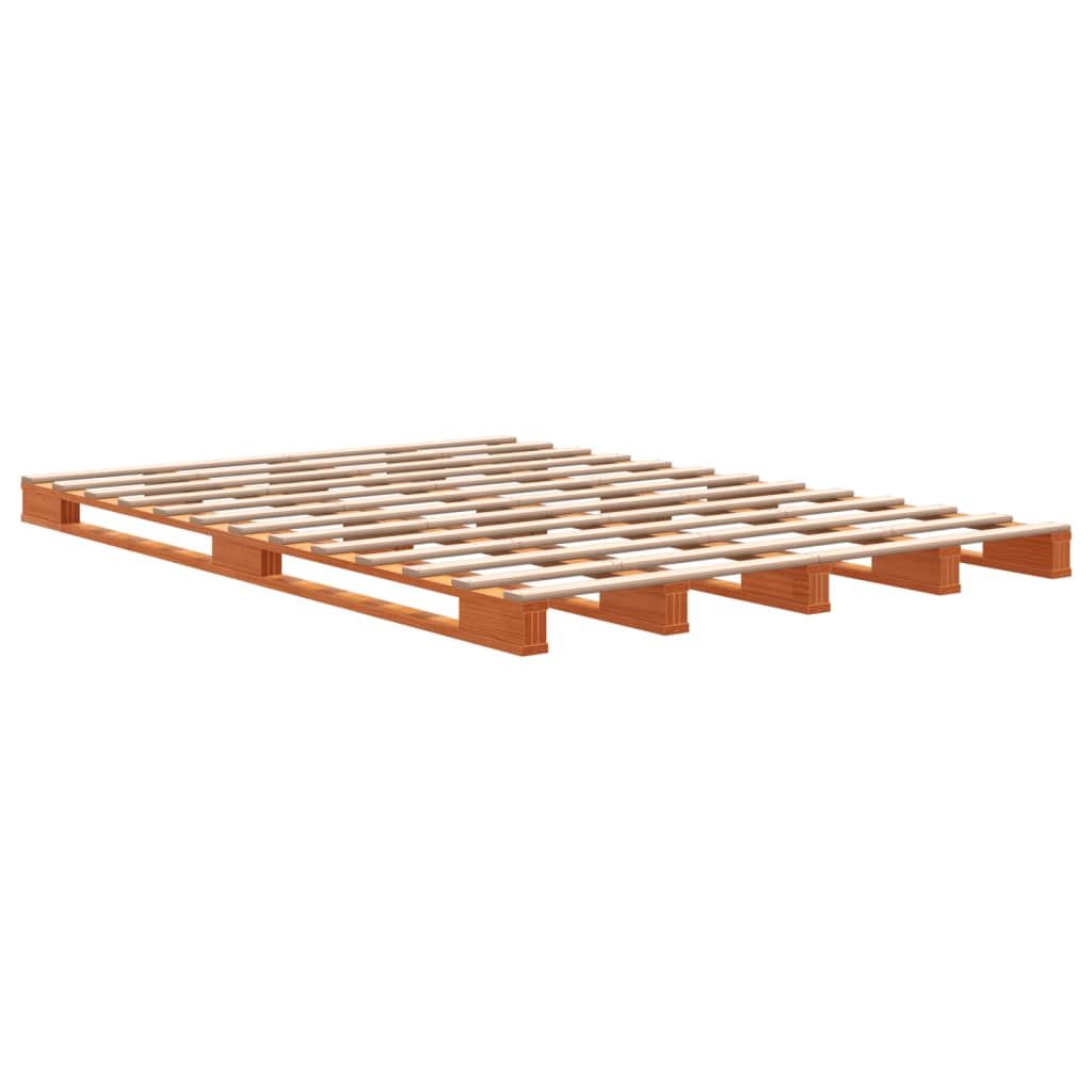 Pallet bed wax brown 140x200 cm solid pine wood