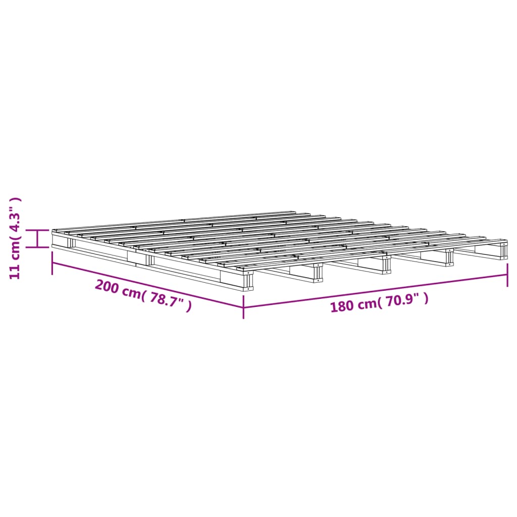 Pallet bed wax brown 180x200 cm solid pine wood