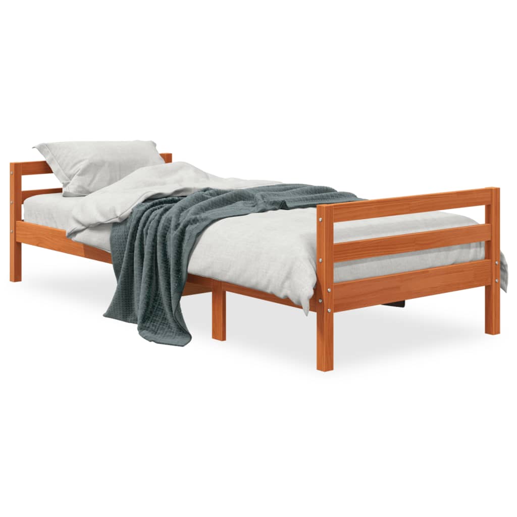 Solid wood bed without mattress wax brown 90x190 cm pinewood