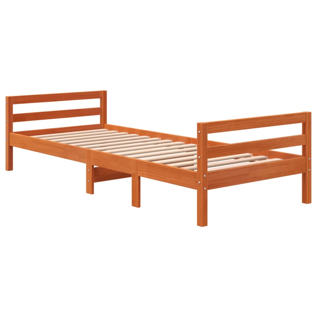 Solid wood bed without mattress wax brown 90x190 cm pinewood