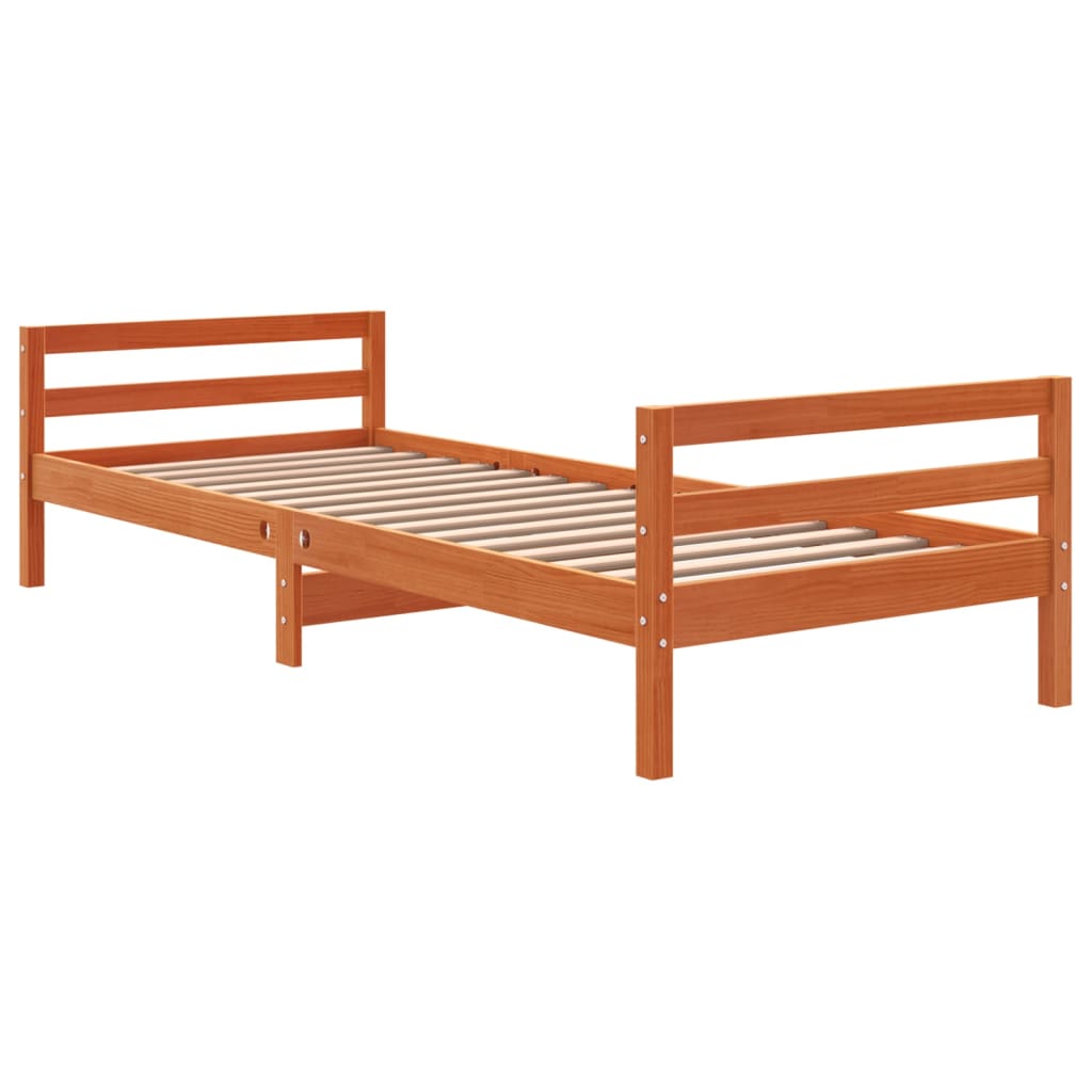 Solid wood bed without mattress wax brown 90x190 cm pinewood