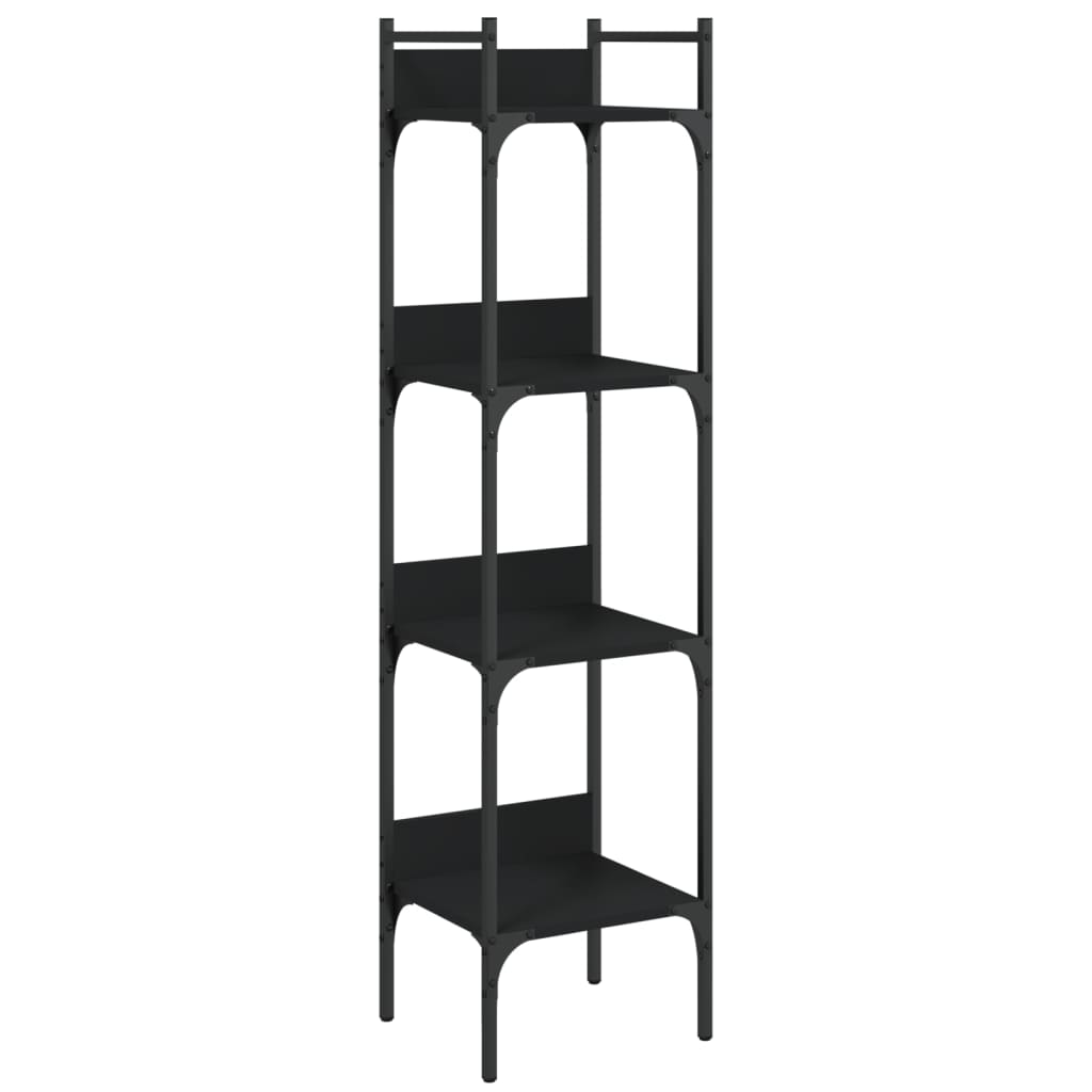 Bookcase 4 Shelves Black 35x30x138.5 cm Wood Material