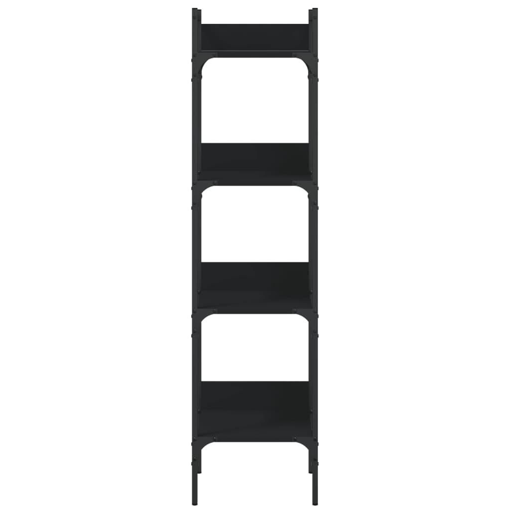 Bookcase 4 Shelves Black 35x30x138.5 cm Wood Material