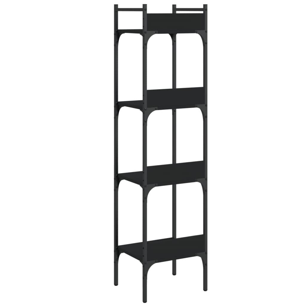 Bookcase 4 Shelves Black 35x30x138.5 cm Wood Material