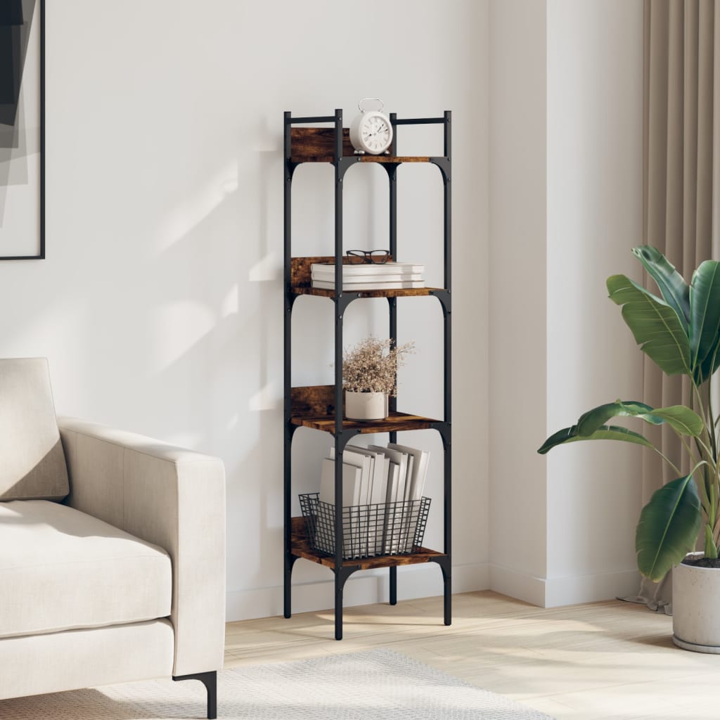 Bookcase 4 shelves smoked oak 35x30x138.5 cm wood material