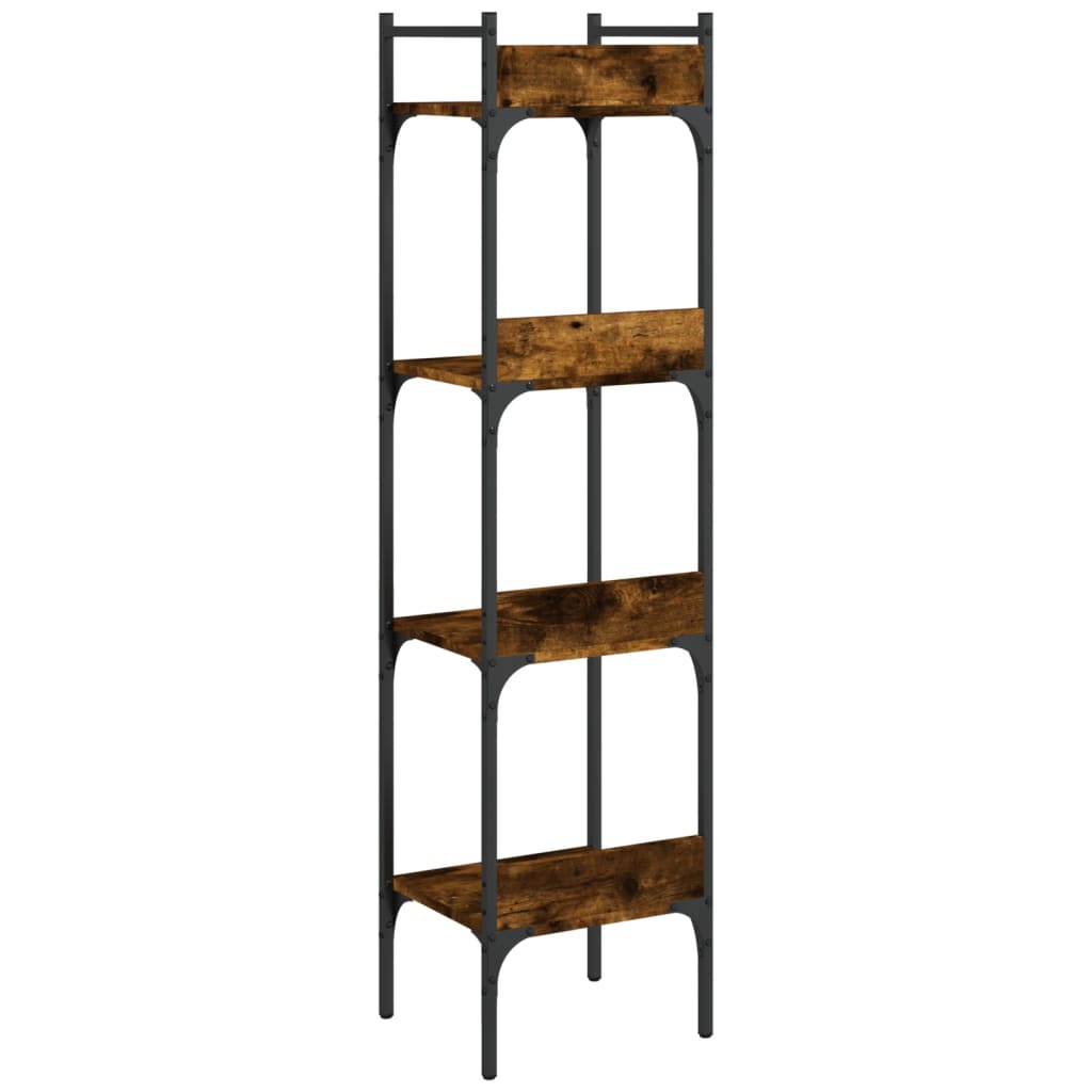 Bookcase 4 shelves smoked oak 35x30x138.5 cm wood material