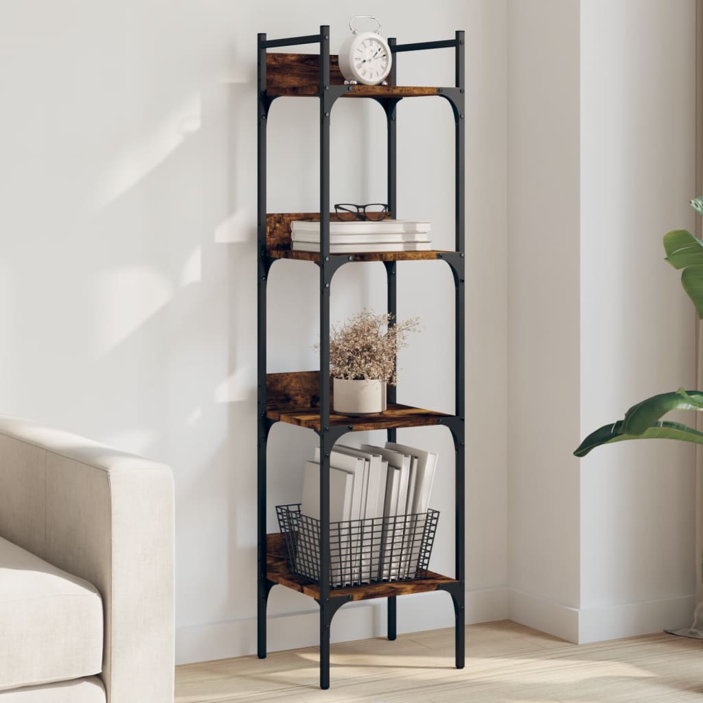 Bookcase 4 shelves smoked oak 35x30x138.5 cm wood material