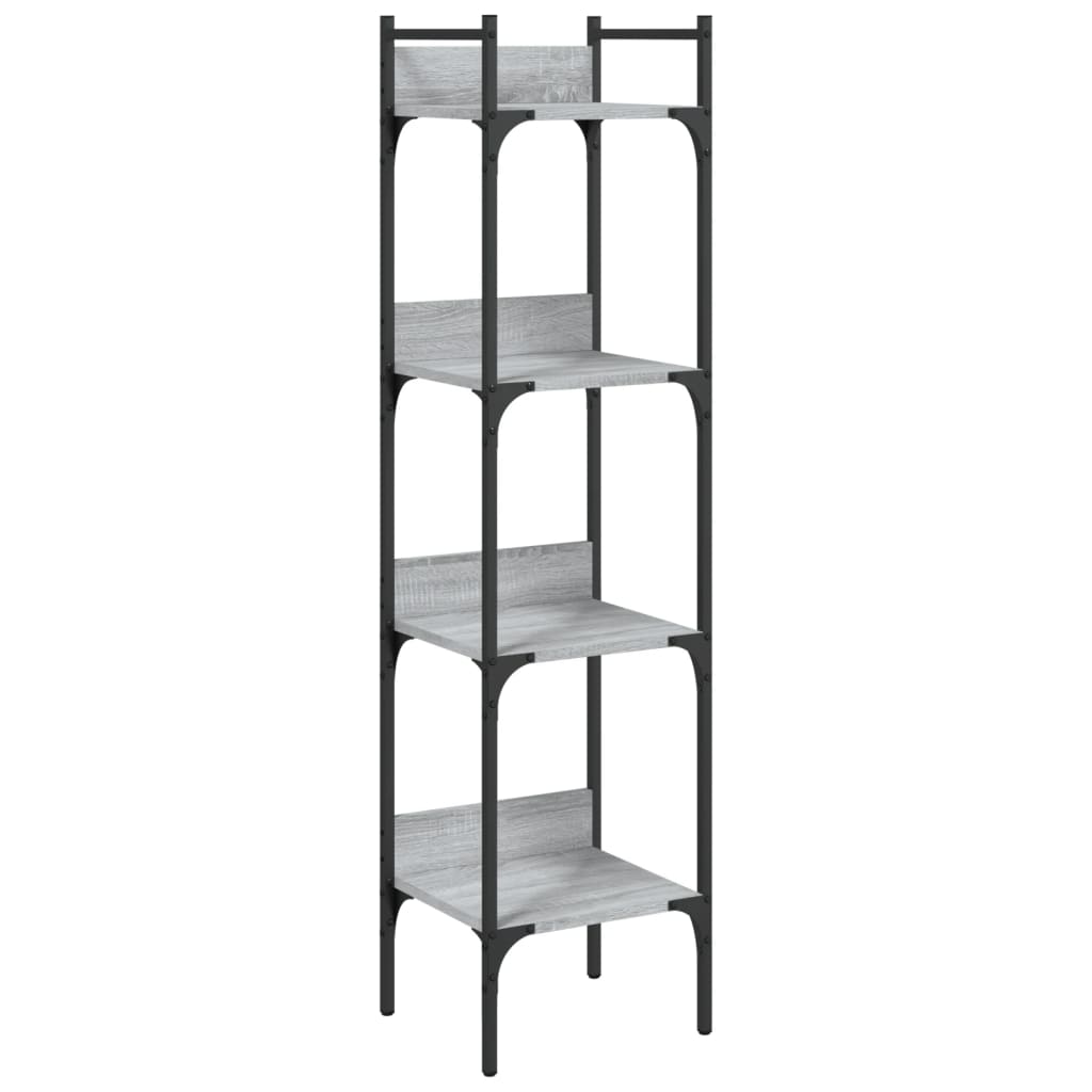 Bookcase 4 Shelves Grey Sonoma 35x30x138.5 cm Wood Material