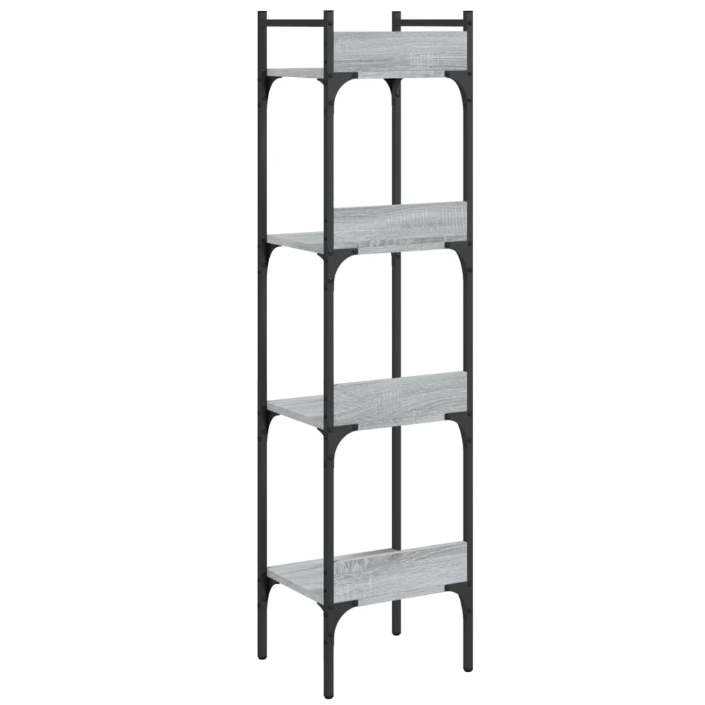 Bookcase 4 Shelves Grey Sonoma 35x30x138.5 cm Wood Material