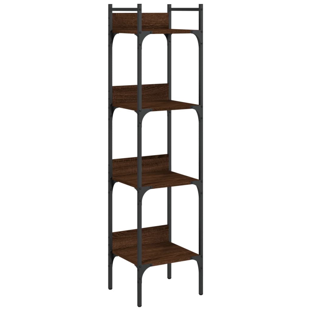 Bookcase 4 Shelves Brown Oak Look 35x30x138.5 cm