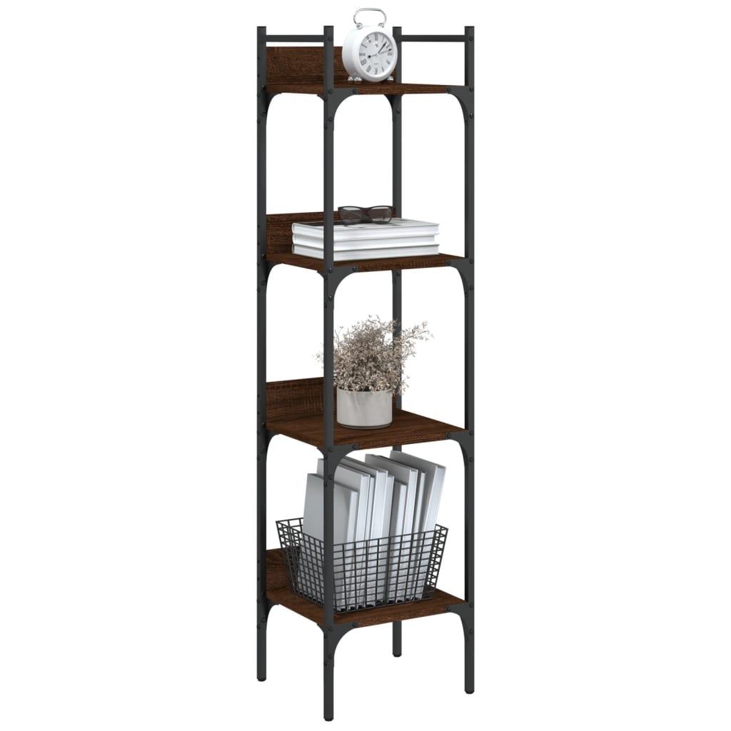 Bookcase 4 Shelves Brown Oak Look 35x30x138.5 cm