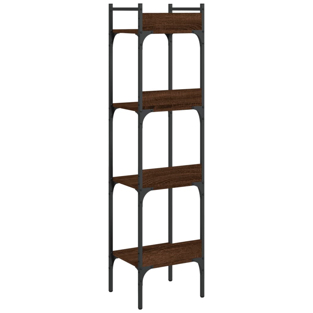 Bookcase 4 Shelves Brown Oak Look 35x30x138.5 cm