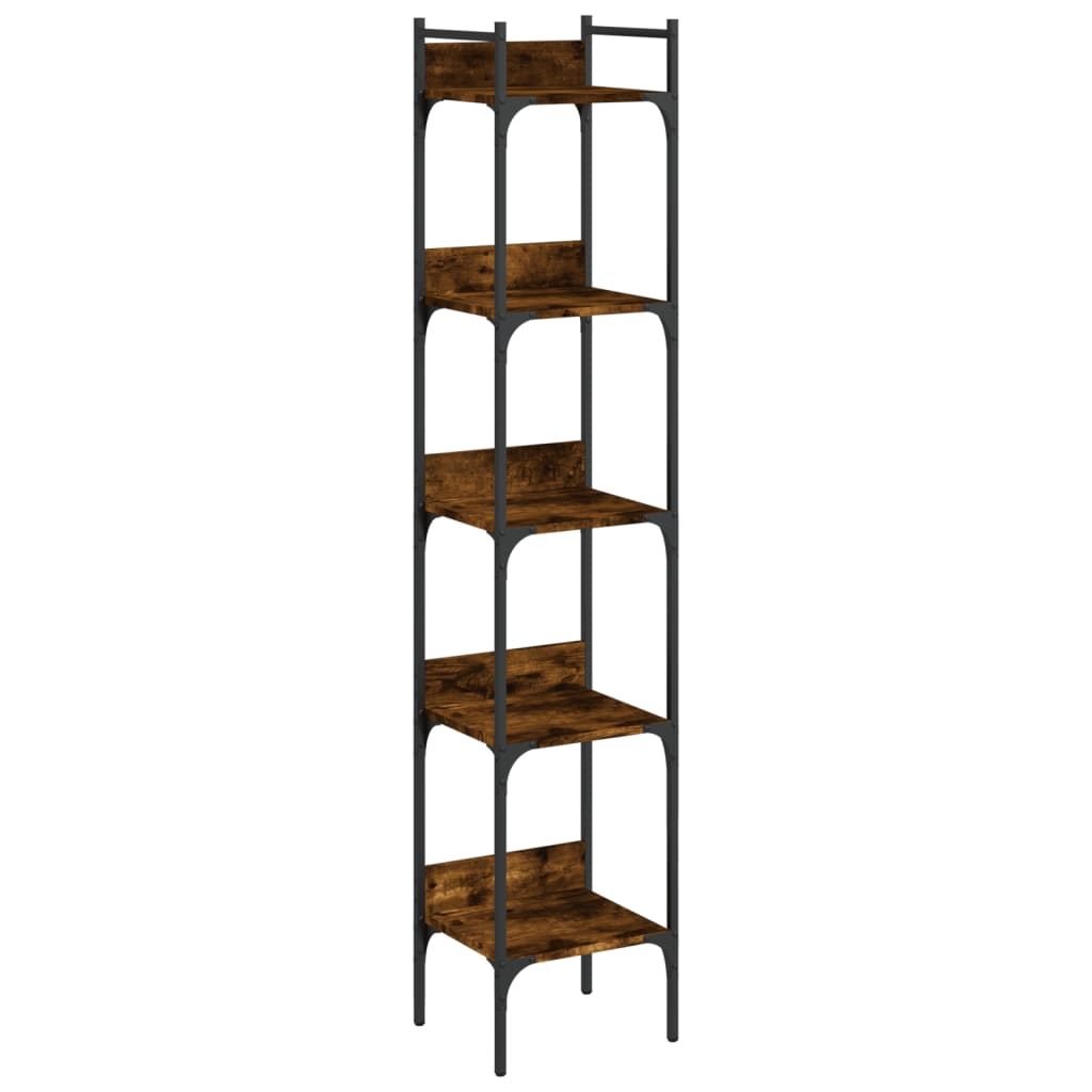 Bookcase 5 shelves smoked oak 35x30x174 cm wood material