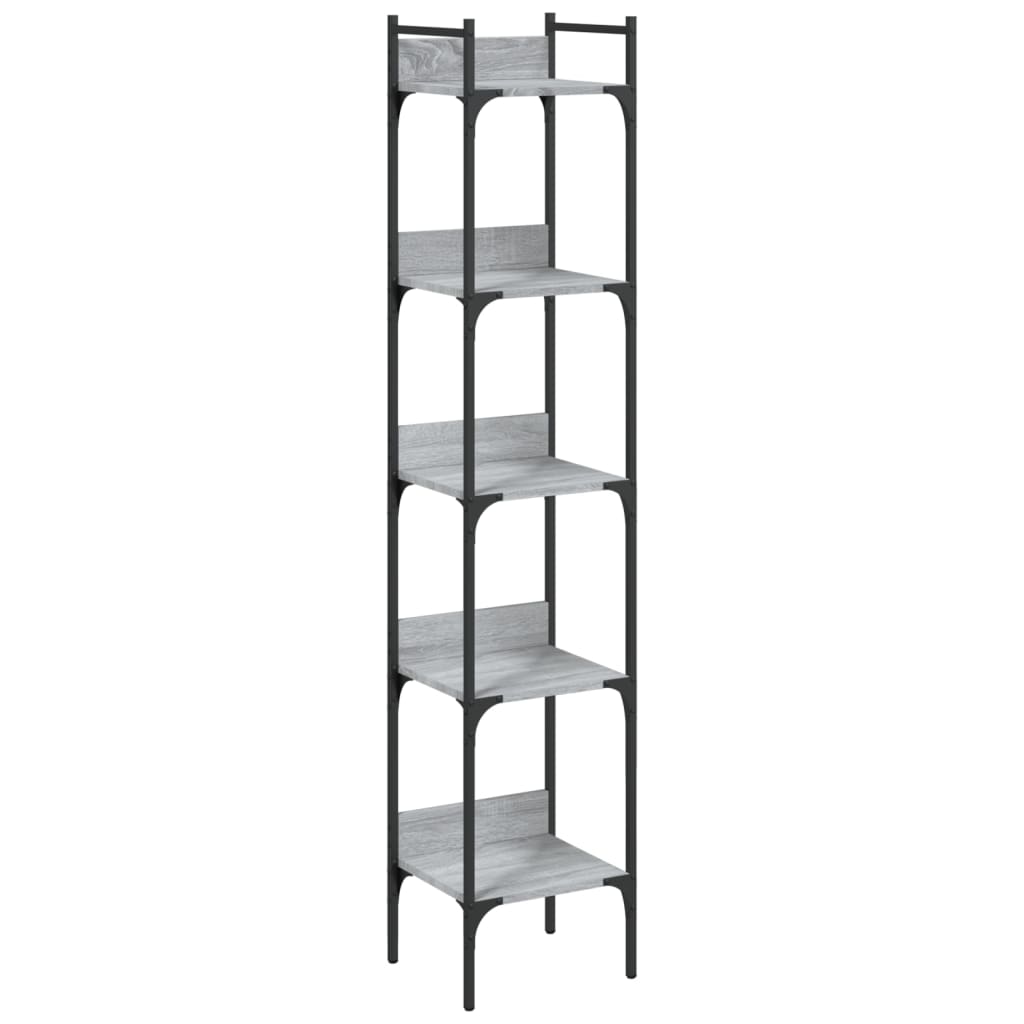 Bookcase 5 Shelves Grey Sonoma 35x30x174 cm Wood Material